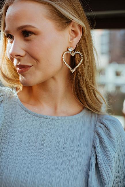 Caroline Svedbom Heart Statement Earrings Gold Crystal øredobber