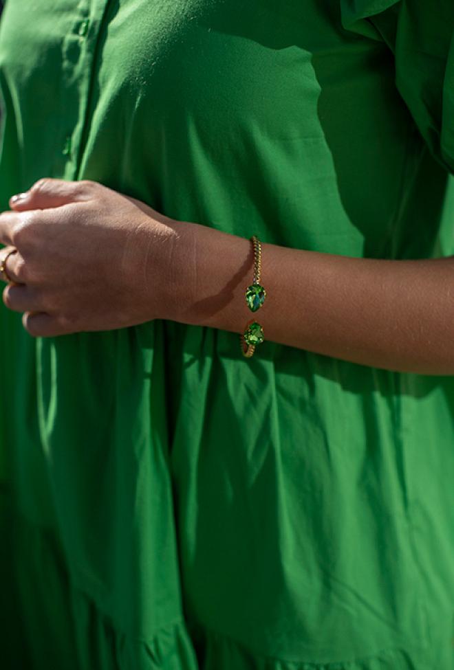 Caroline svedbom mini drop bracelet peridot/grønn