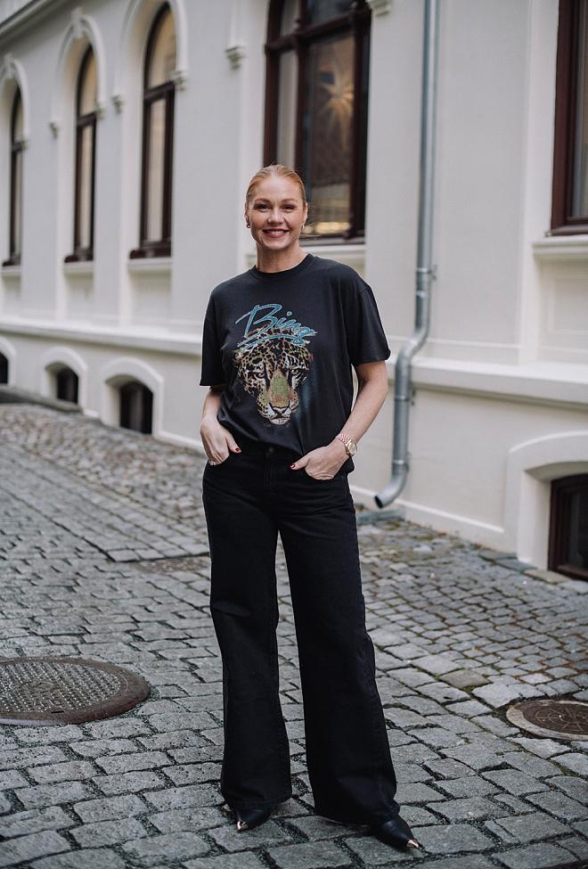 Anine Bing Walker Tee Leopard Vintage Black t-skjorte 3