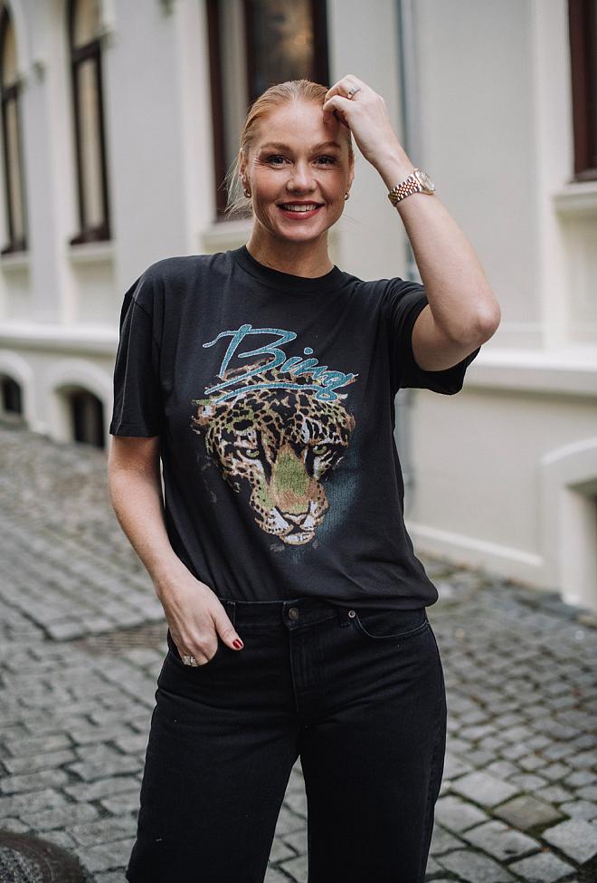 Anine Bing Walker Tee Leopard Vintage Black t-skjorte 4