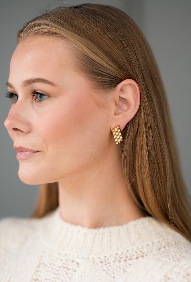 Anine Bing Diagonal Coil Earrings Gold øredobber 3