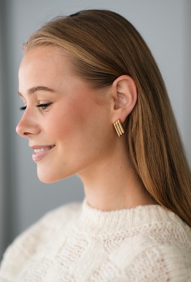 Anine Bing Diagonal Coil Earrings Gold øredobber